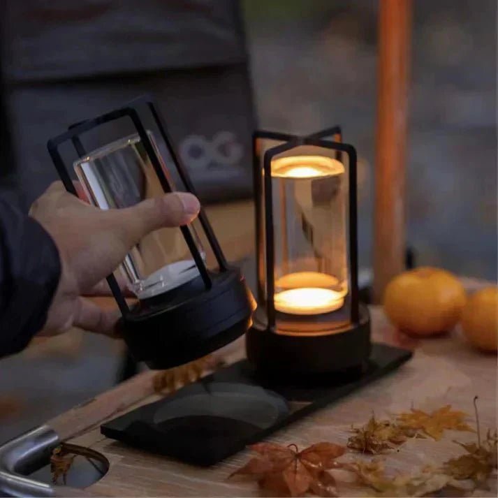 Wireless Table Lamp with Crystal Cylinder and Touch Control - Home by Lorena