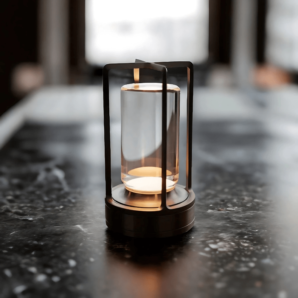 Wireless Table Lamp with Crystal Cylinder and Touch Control - Home by Lorena