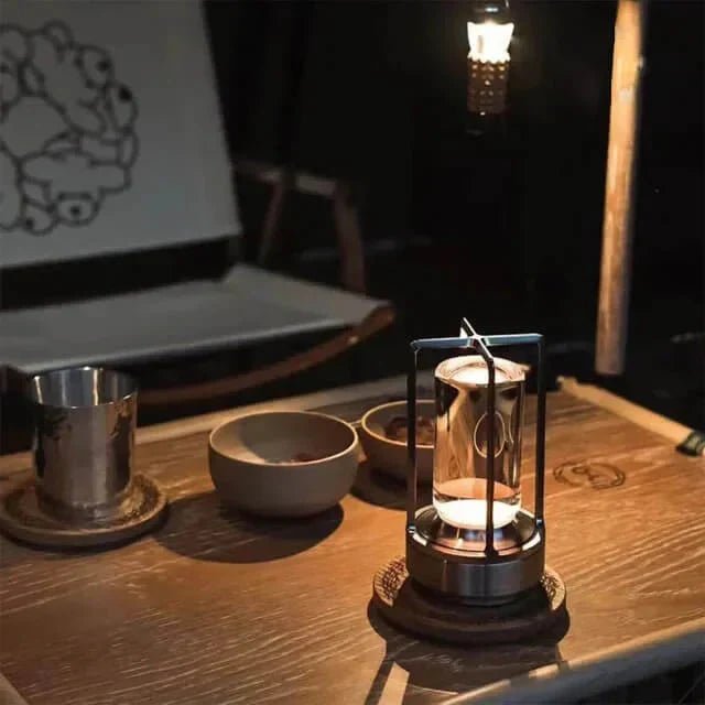 Wireless Table Lamp with Crystal Cylinder and Touch Control - Home by Lorena