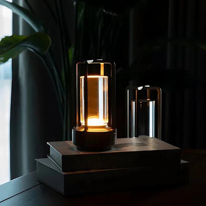 Wireless Table Lamp with Crystal Cylinder and Touch Control - Home by Lorena