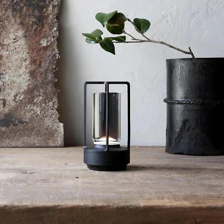 Wireless Table Lamp with Crystal Cylinder and Touch Control - Home by Lorena