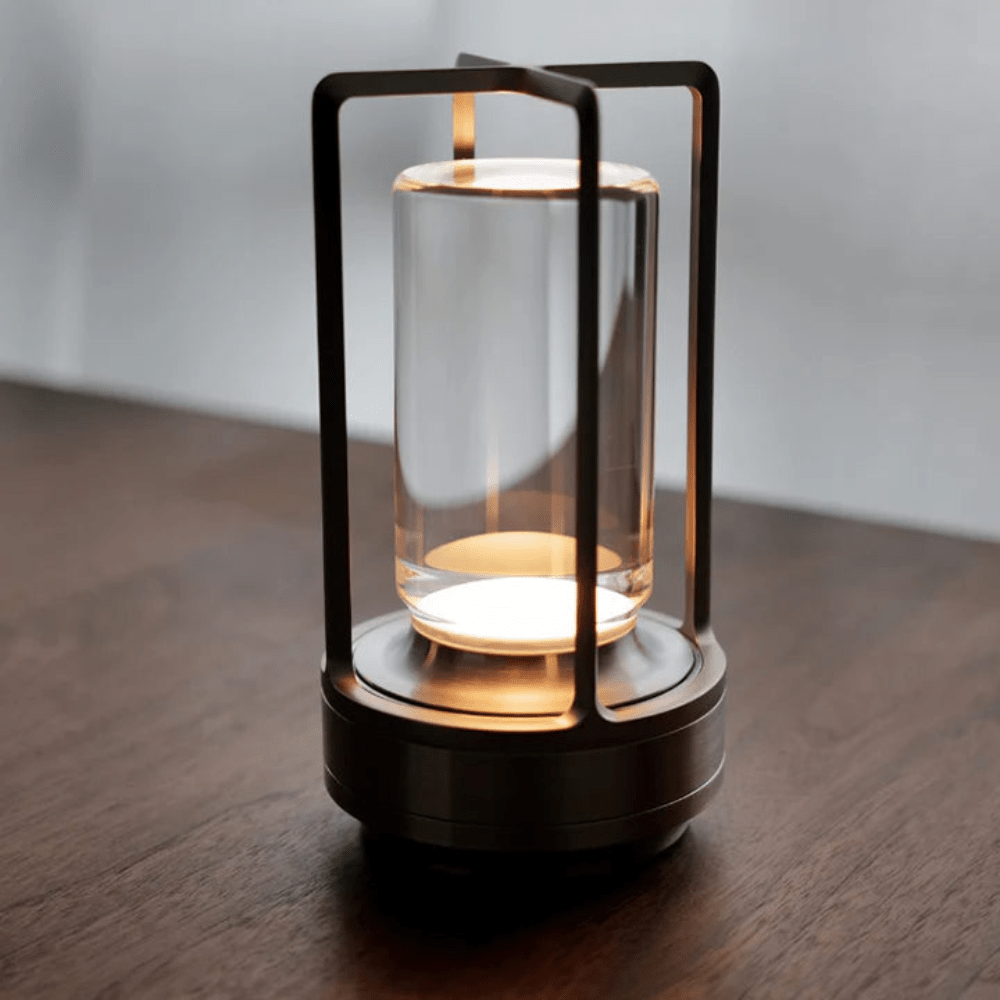 Wireless Table Lamp with Crystal Cylinder and Touch Control - Home by Lorena