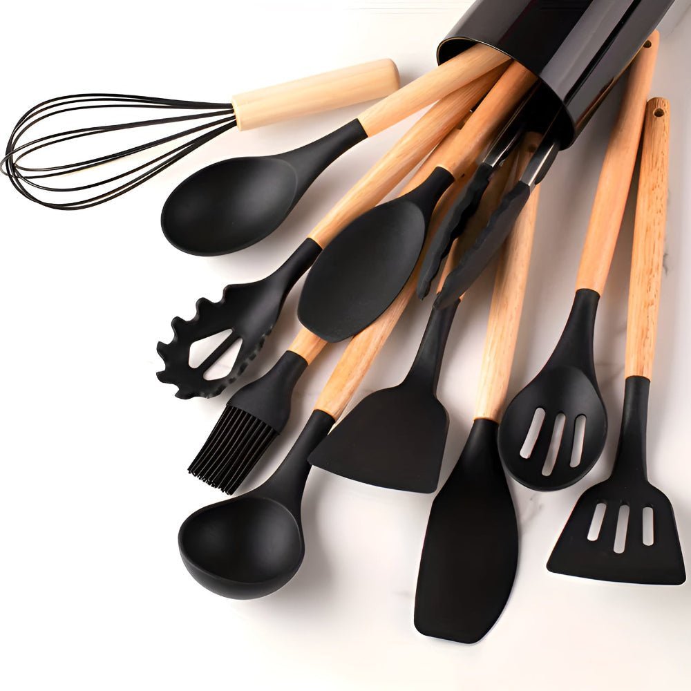 12 - Piece Silicone Kitchen Utensil Set with Bamboo Handles - Home by Lorena