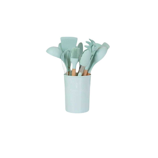 12 - Piece Silicone Kitchen Utensil Set with Wooden Handles - Home by Lorena