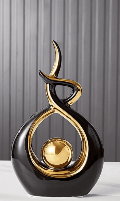 Abstract Ceramic Sculpture with Gold Detailing - Home by Lorena
