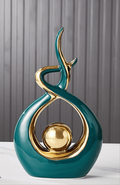 Abstract Ceramic Sculpture with Gold Detailing - Home by Lorena