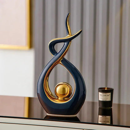 Abstract Ceramic Sculpture with Gold Detailing - Home by Lorena