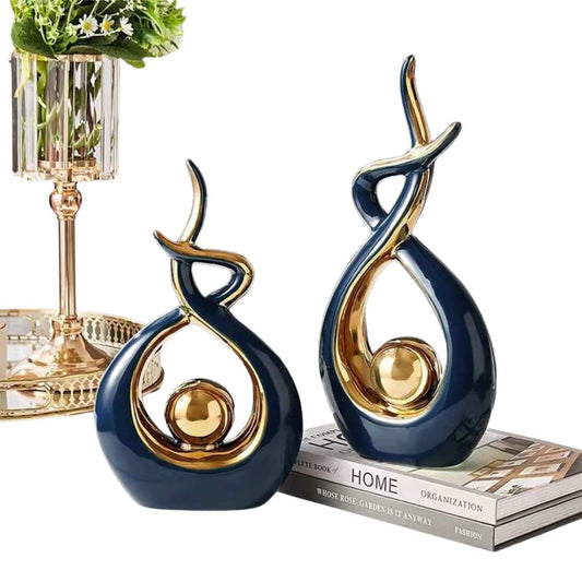 Abstract Ceramic Sculpture with Gold Detailing - Home by Lorena