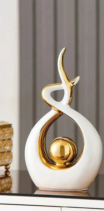 Abstract Ceramic Sculpture with Gold Detailing - Home by Lorena