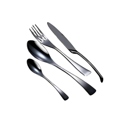 Black Stainless Steel Cutlery Set, 24 Pieces - Home by Lorena