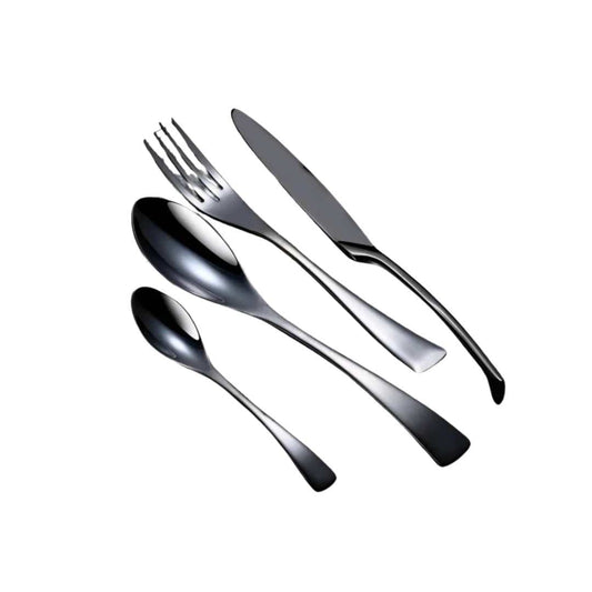 Black Stainless Steel Cutlery Set, 24 Pieces - Home by Lorena