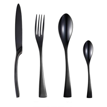 Black Stainless Steel Cutlery Set, 24 Pieces - Home by Lorena