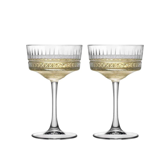 Blown Glass Cocktail Glasses Set with Tapered Bowl - Home by Lorena
