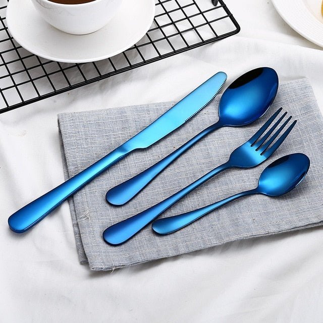 Blue Stainless Steel Cutlery Set, 4 Pieces - Home by Lorena