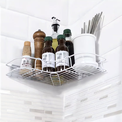 Corner Bathroom Storage Shelf in Stainless Steel - Home by Lorena