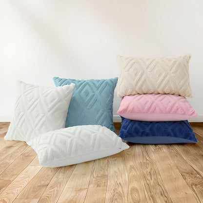 Cotton Linen Cushion Cover with 3D Diamond Pattern - Home by Lorena