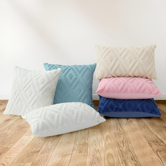 Cotton Linen Cushion Cover with 3D Diamond Pattern - Home by Lorena