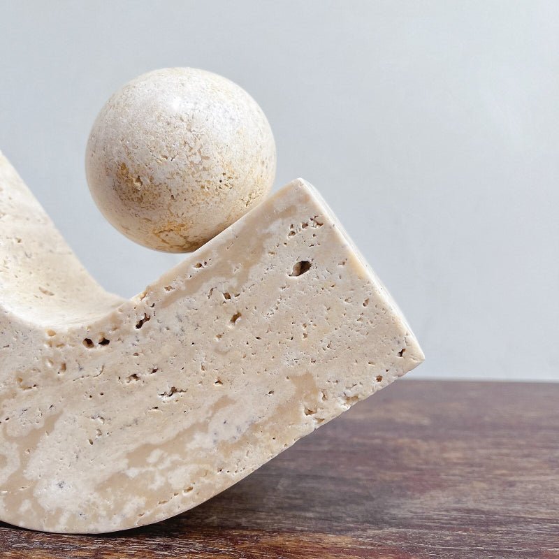 Decorative Travertine Stone Sphere for Shelves or Coffee Tables - Home by Lorena