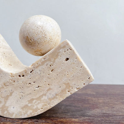 Decorative Travertine Stone Sphere for Shelves or Coffee Tables - Home by Lorena