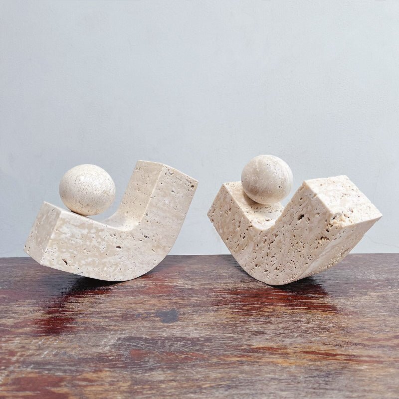 Decorative Travertine Stone Sphere for Shelves or Coffee Tables - Home by Lorena