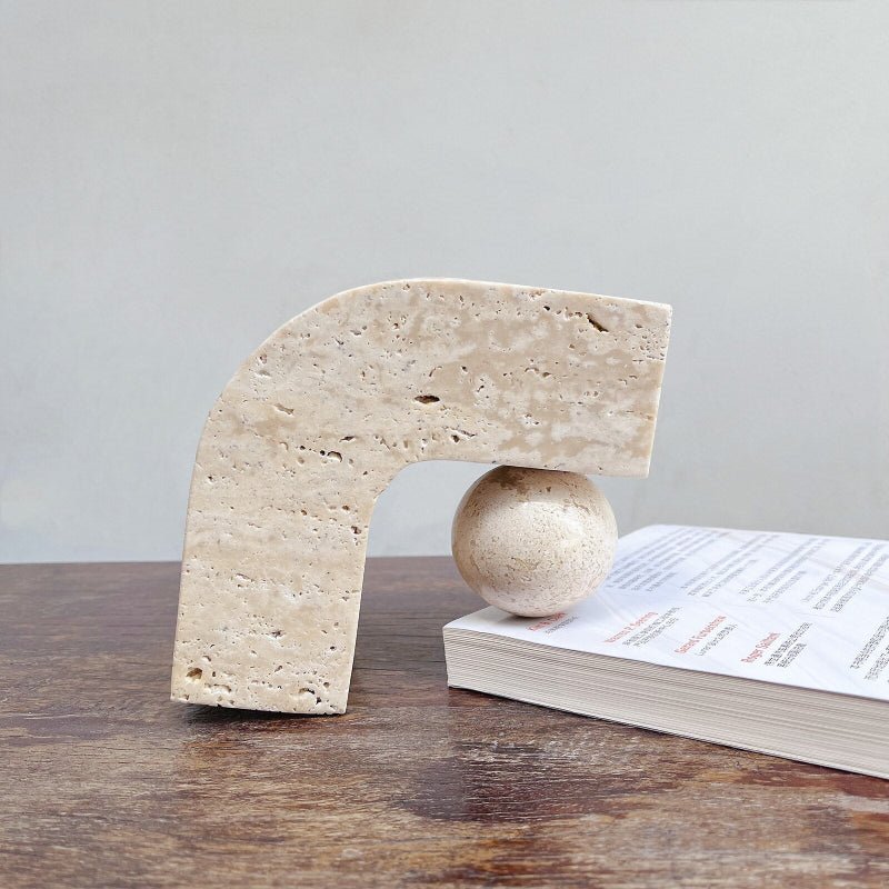 Decorative Travertine Stone Sphere for Shelves or Coffee Tables - Home by Lorena