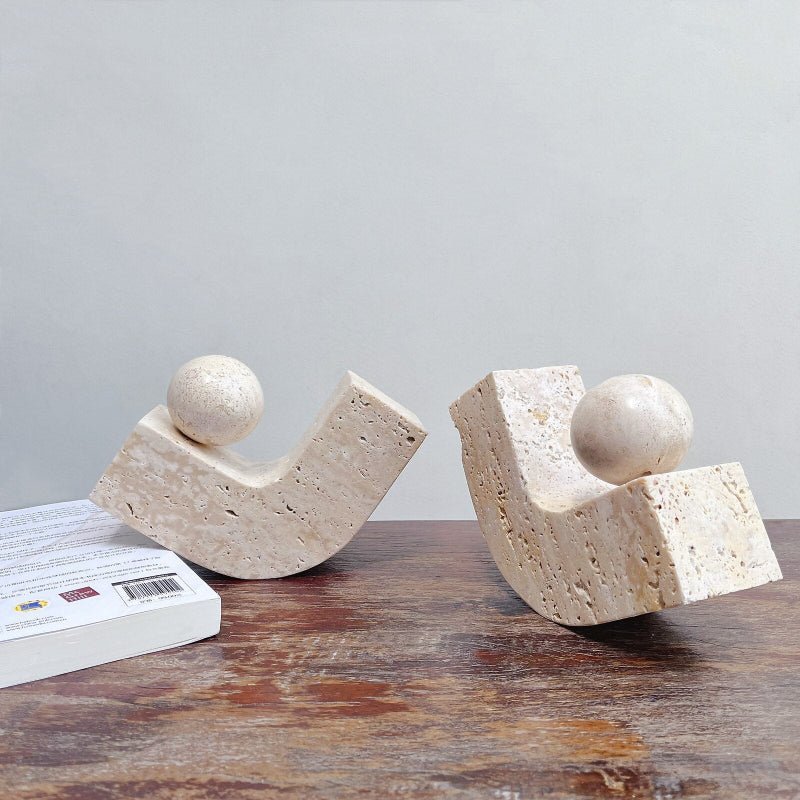 Decorative Travertine Stone Sphere for Shelves or Coffee Tables - Home by Lorena