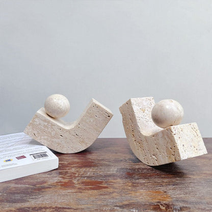 Decorative Travertine Stone Sphere for Shelves or Coffee Tables - Home by Lorena