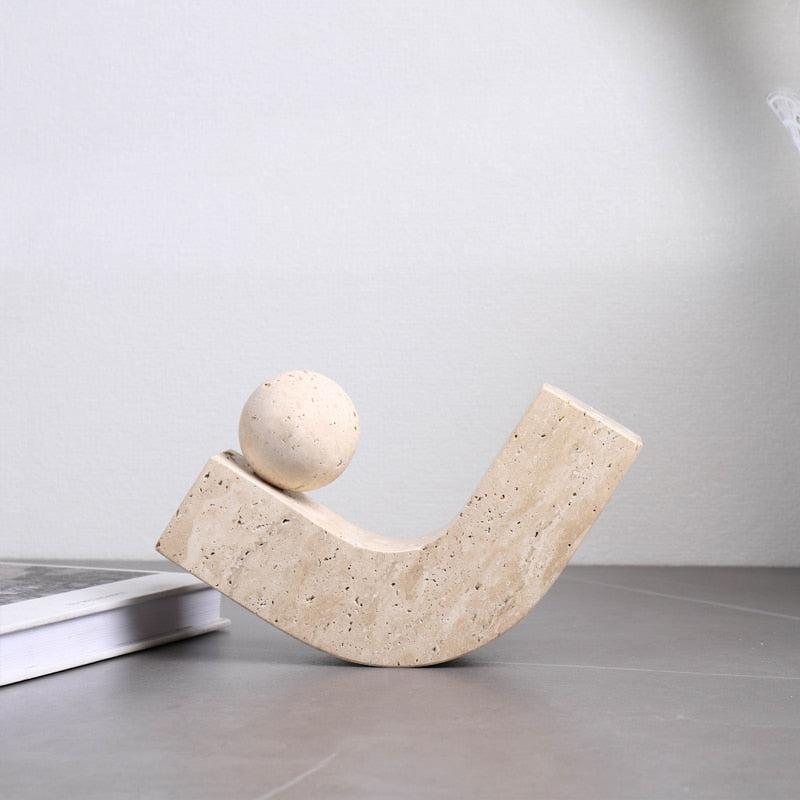 Decorative Travertine Stone Sphere for Shelves or Coffee Tables - Home by Lorena