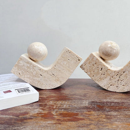 Decorative Travertine Stone Sphere for Shelves or Coffee Tables - Home by Lorena