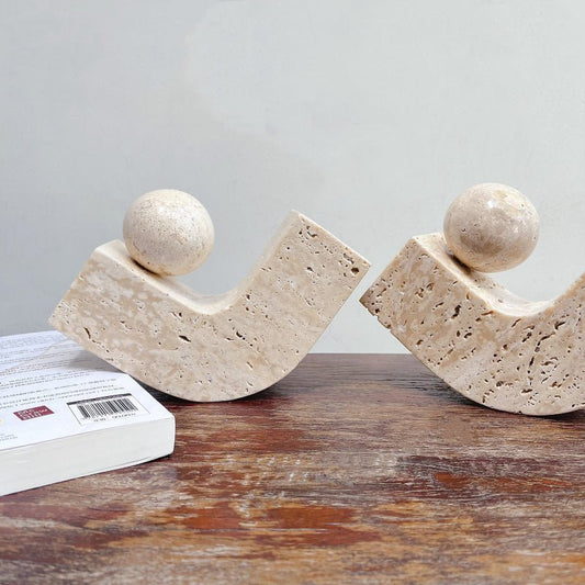 Decorative Travertine Stone Sphere for Shelves or Coffee Tables - Home by Lorena