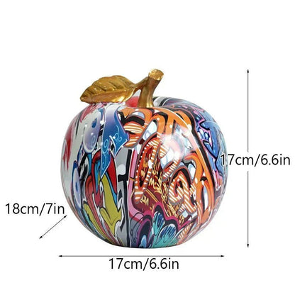 Hand - Painted Resin Apple Figurine in Vibrant Colours - Home by Lorena