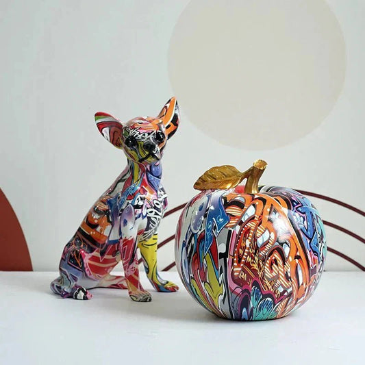 Hand - Painted Resin Apple Figurine in Vibrant Colours - Home by Lorena