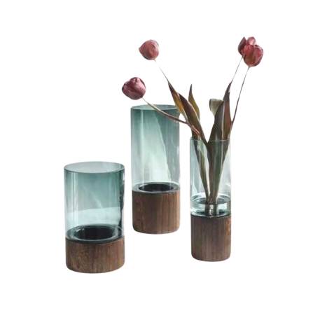 Home by Lorena – Glass and Wood Vase - Home by Lorena