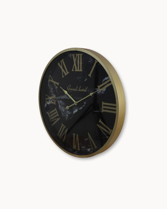 Large Metal Wall Clock with Black and Gold Finish - Home by Lorena
