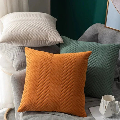 Quilted Velvet Cushion Cover with Wave Pattern, 45 x 45 cm - Home by Lorena