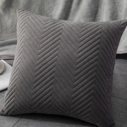 Quilted Velvet Cushion Cover with Wave Pattern, 45 x 45 cm - Home by Lorena