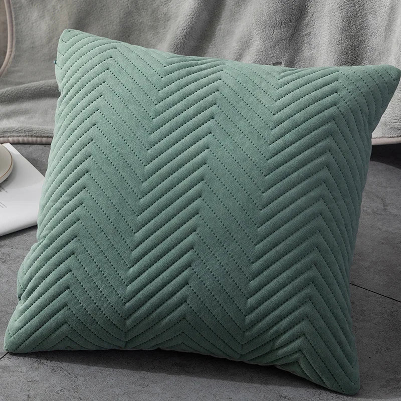 Quilted Velvet Cushion Cover with Wave Pattern, 45 x 45 cm - Home by Lorena