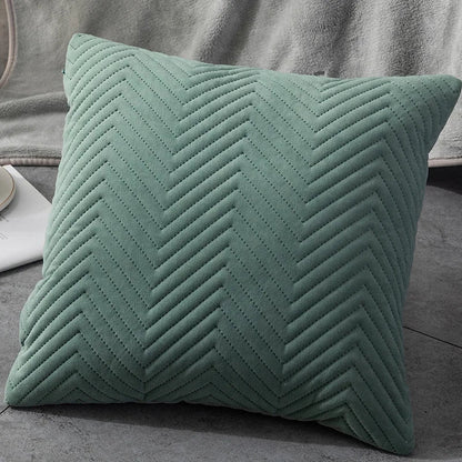 Quilted Velvet Cushion Cover with Wave Pattern, 45 x 45 cm - Home by Lorena