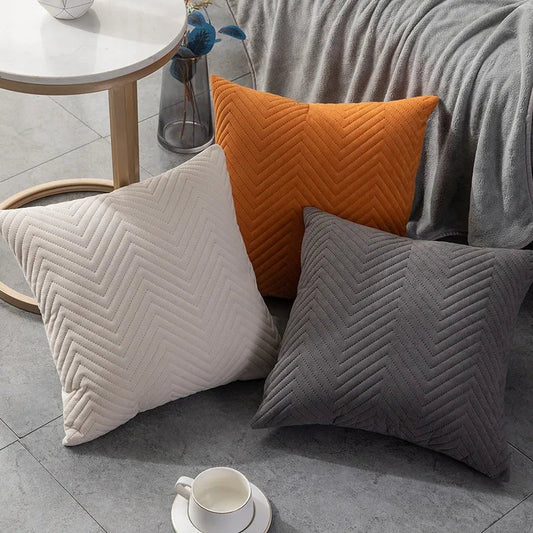 Quilted Velvet Cushion Cover with Wave Pattern, 45 x 45 cm - Home by Lorena