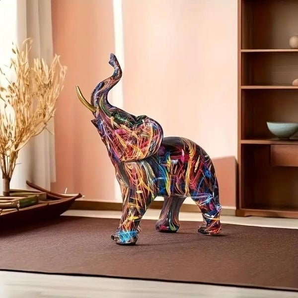 Resin Elephant Figurine, Graffiti Finish - Home by Lorena