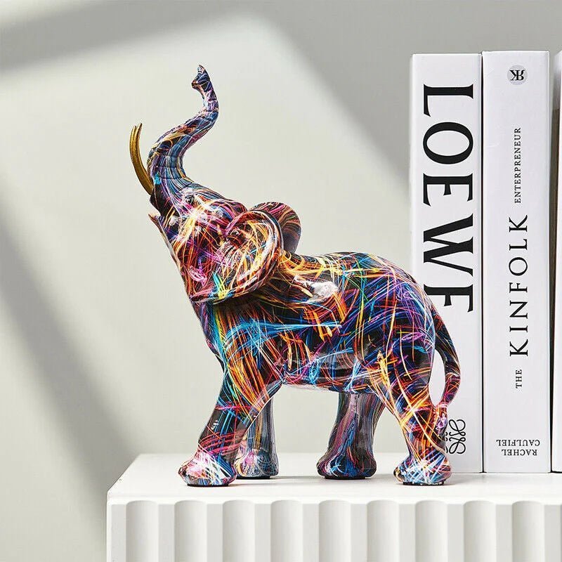 Resin Elephant Figurine, Graffiti Finish - Home by Lorena