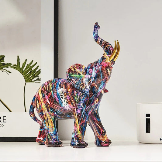 Resin Elephant Figurine, Graffiti Finish - Home by Lorena