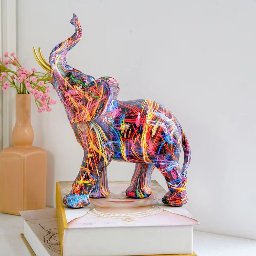 Resin Elephant Figurine, Graffiti Finish - Home by Lorena