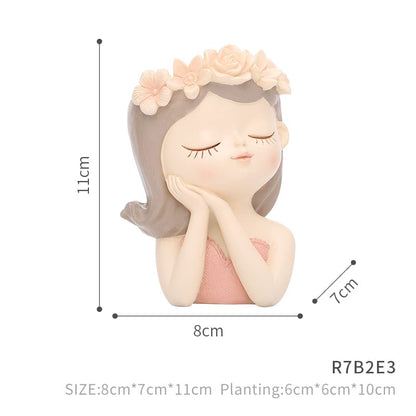 Resin Succulent Pot with Girl Motif - Home by Lorena