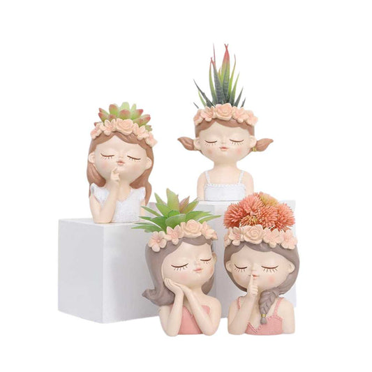 Resin Succulent Pot with Girl Motif - Home by Lorena