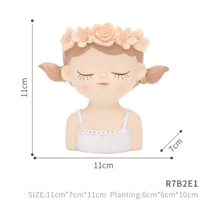 Resin Succulent Pot with Girl Motif - Home by Lorena