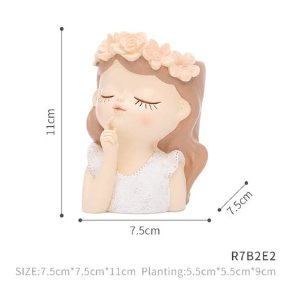 Resin Succulent Pot with Girl Motif - Home by Lorena