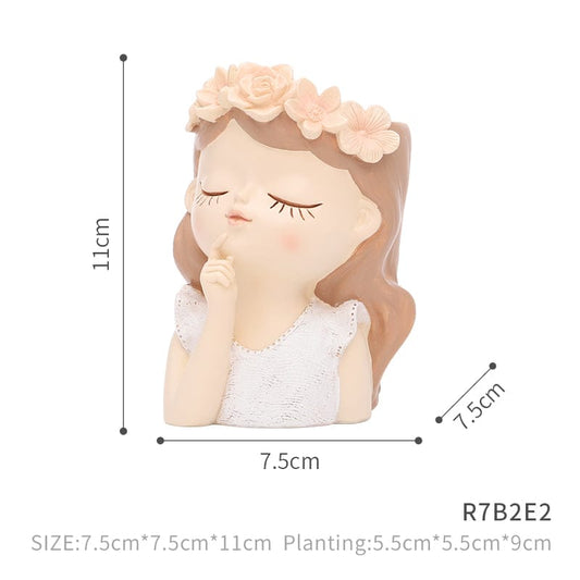 Resin Succulent Pot with Girl Motif - Home by Lorena