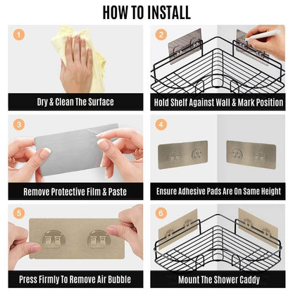 Self - Adhesive Shower Shelf with Anti - Rust Finish - Home by Lorena