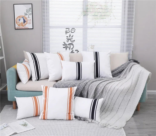Set of 2 Waterproof Cushion Covers with Subtle Stripe Pattern - Home by Lorena